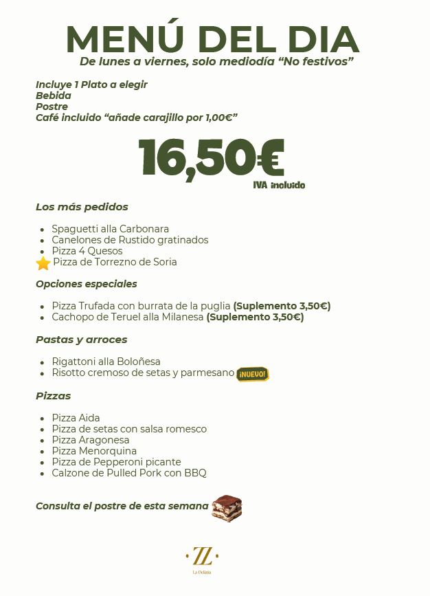 Menu Del Dia La Delizzia