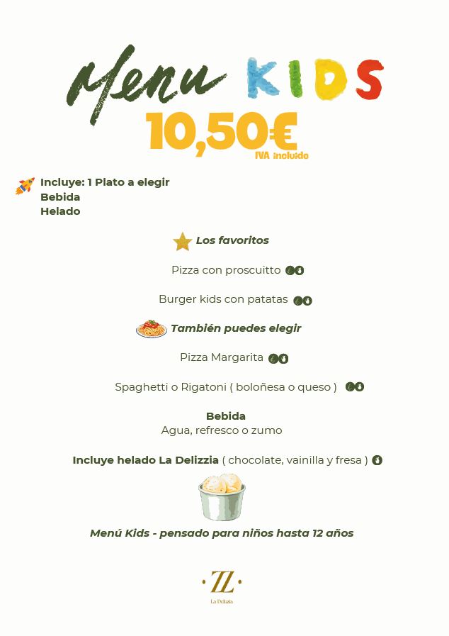 Menu Kids La Delizzia